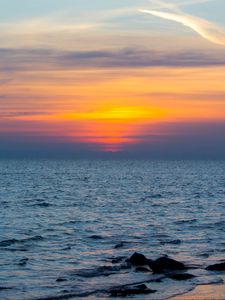 Preview wallpaper sea, horizon, landscape, sky, evening