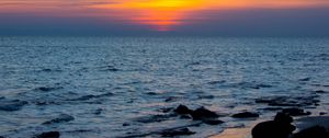 Preview wallpaper sea, horizon, landscape, sky, evening