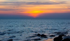Preview wallpaper sea, horizon, landscape, sky, evening