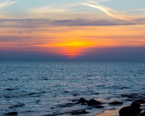 Preview wallpaper sea, horizon, landscape, sky, evening