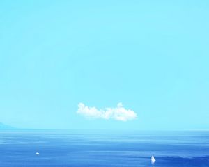 Preview wallpaper sea, horizon, minimalism, sail, sky, water