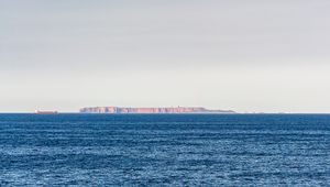 Preview wallpaper sea, horizon, rocks, ship