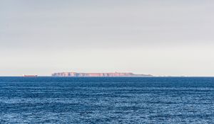 Preview wallpaper sea, horizon, rocks, ship