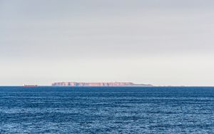 Preview wallpaper sea, horizon, rocks, ship