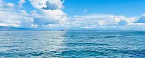 Preview wallpaper sea, horizon, ship, sky, clouds