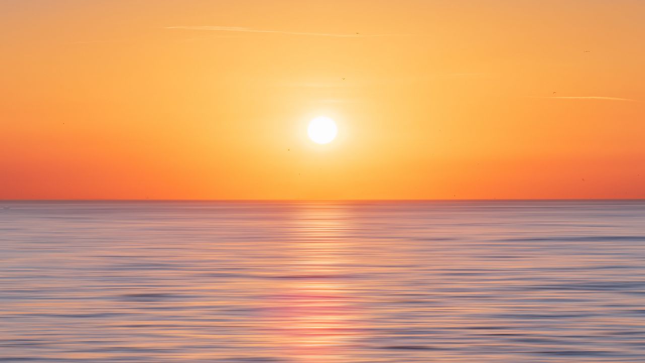 Wallpaper sea, horizon, sky, sunset, sun