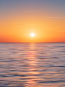 Preview wallpaper sea, horizon, sky, sunset, sun