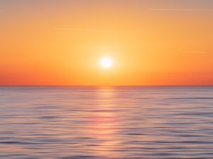 Preview wallpaper sea, horizon, sky, sunset, sun