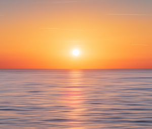 Preview wallpaper sea, horizon, sky, sunset, sun