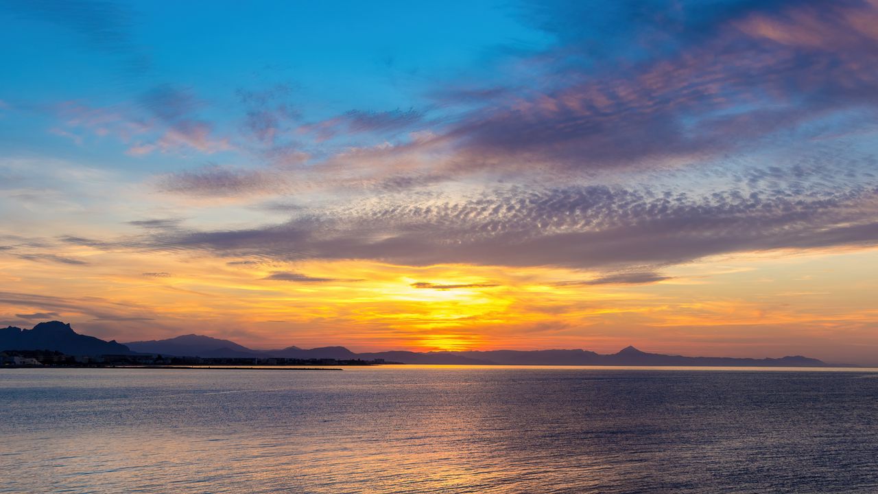 Wallpaper sea, horizon, sky, clouds, sunrise