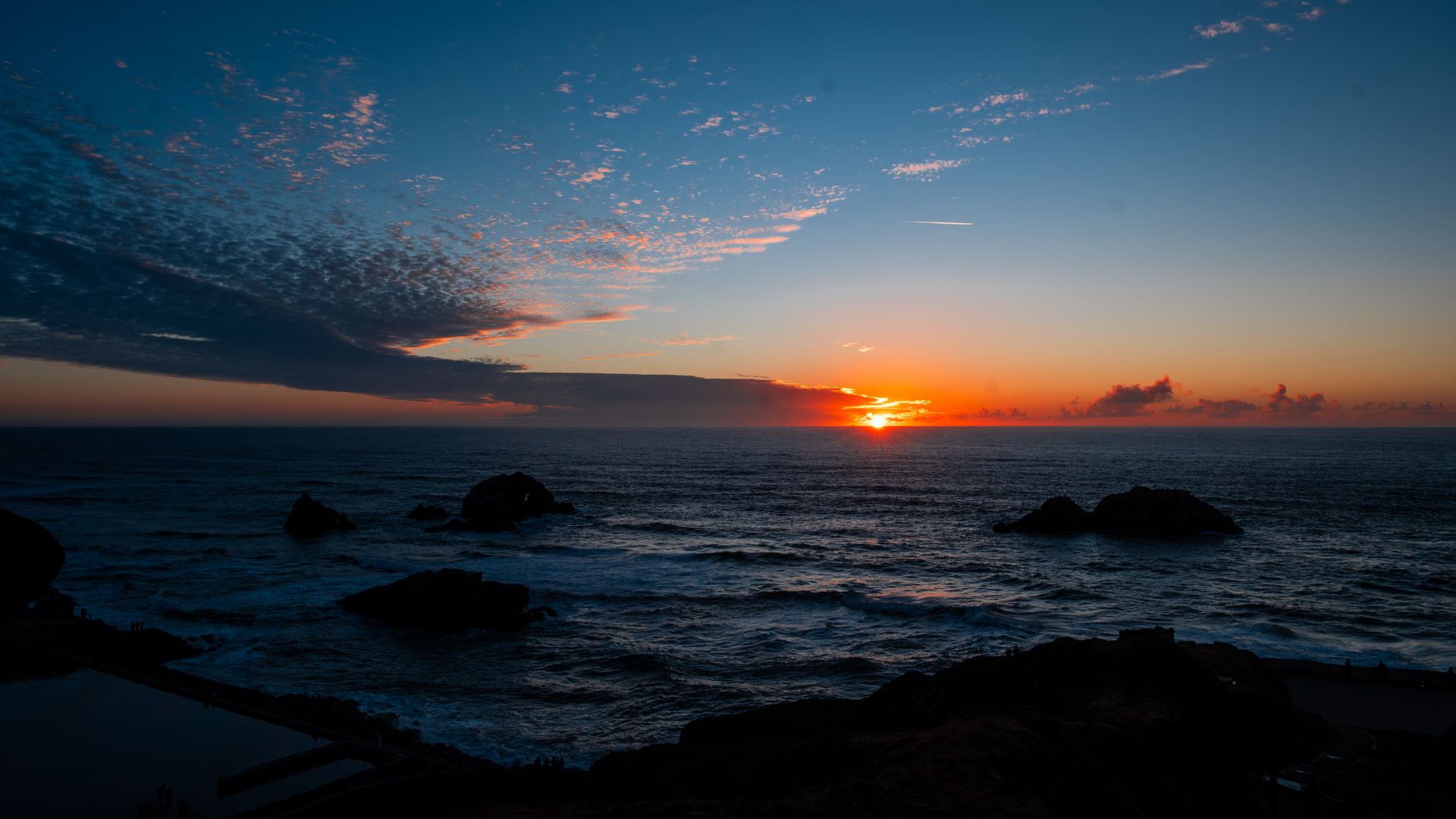Download wallpaper 1920x1080 sea, horizon, sun, sunset, clouds ...