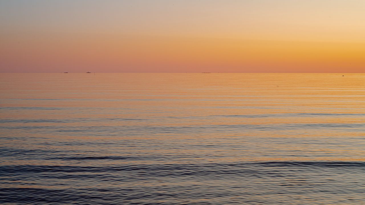 Wallpaper sea, horizon, sunrise, gradient, nature