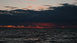 Preview wallpaper sea, horizon, sunset, clouds