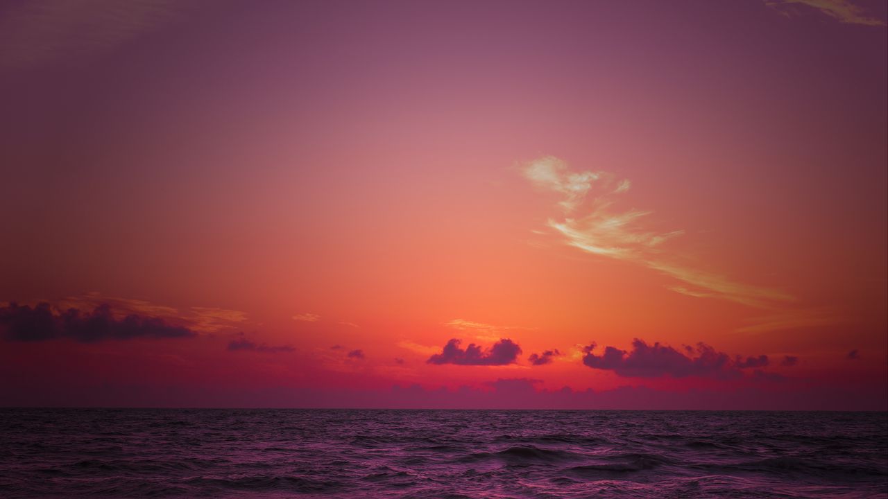 Wallpaper sea, horizon, sunset, waves