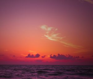 Preview wallpaper sea, horizon, sunset, waves