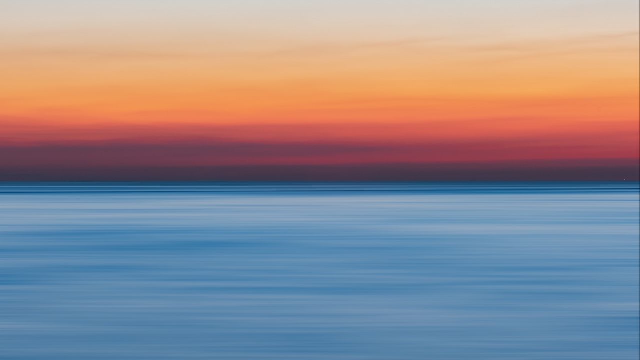 Wallpaper sea, horizon, sunset, blur, light