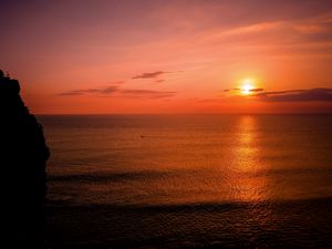 Preview wallpaper sea, horizon, sunset, sky, clouds