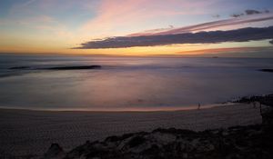 Preview wallpaper sea, horizon, sunset, clouds, sky, twilight