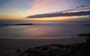 Preview wallpaper sea, horizon, sunset, clouds, sky, twilight