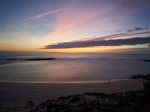 Preview wallpaper sea, horizon, sunset, clouds, sky, twilight