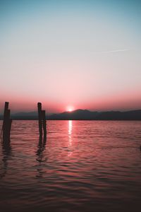 Preview wallpaper sea, horizon, sunset, sky, ripples