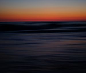 Preview wallpaper sea, horizon, sunset, waves, sky