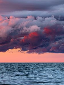 Preview wallpaper sea, horizon, sunset, clouds, water