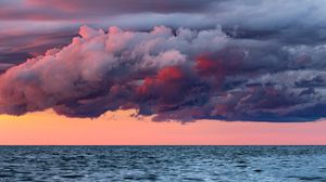 Preview wallpaper sea, horizon, sunset, clouds, water