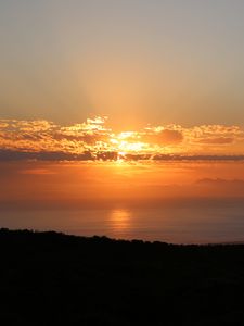 Preview wallpaper sea, horizon, sunset, sun, dark