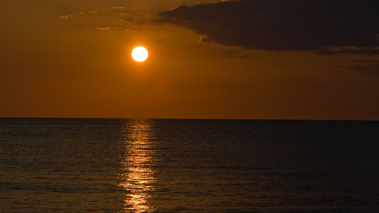 Wallpaper sea, horizon, sunset, dark