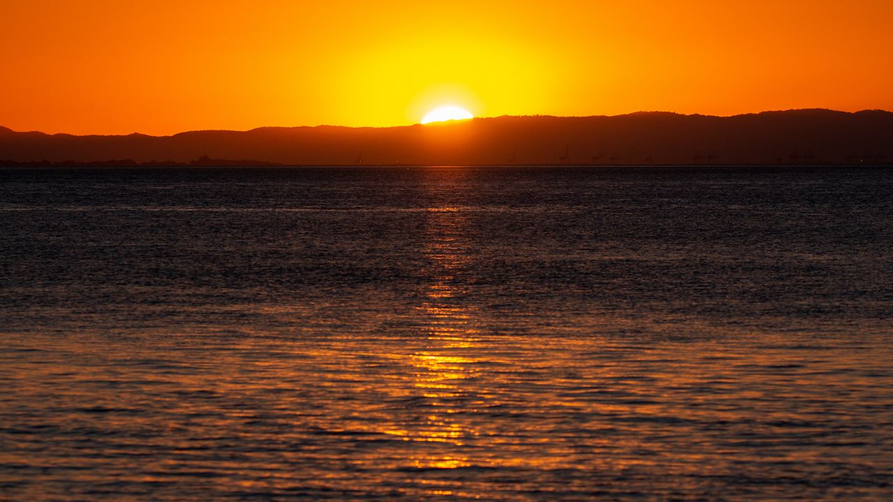 Wallpaper sea, horizon, sunset, sun