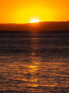 Preview wallpaper sea, horizon, sunset, sun
