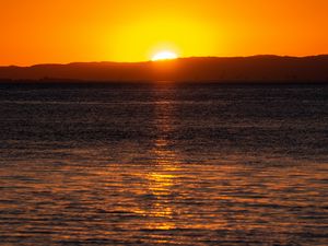 Preview wallpaper sea, horizon, sunset, sun