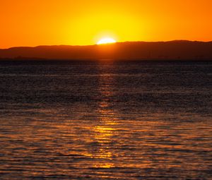 Preview wallpaper sea, horizon, sunset, sun