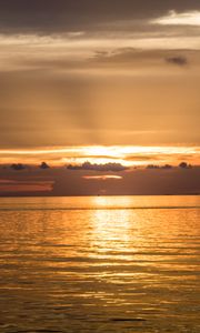 Preview wallpaper sea, horizon, sunset, clouds, evening