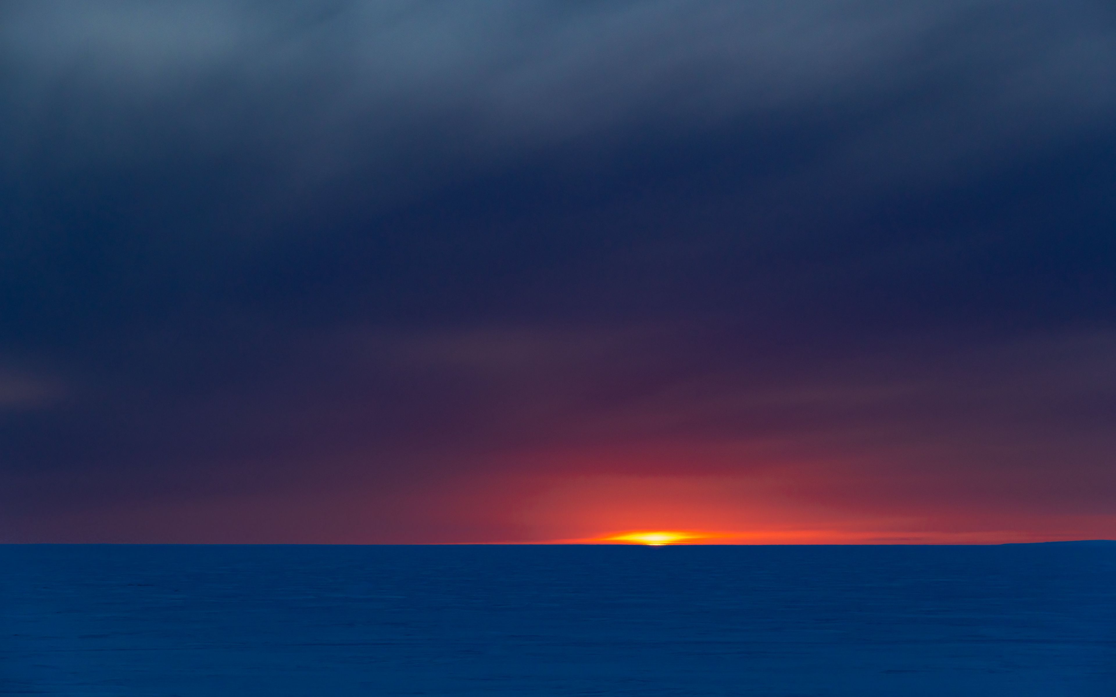 Download Wallpaper 3840x2400 Sea Horizon Sunset Dark Landscape 4k