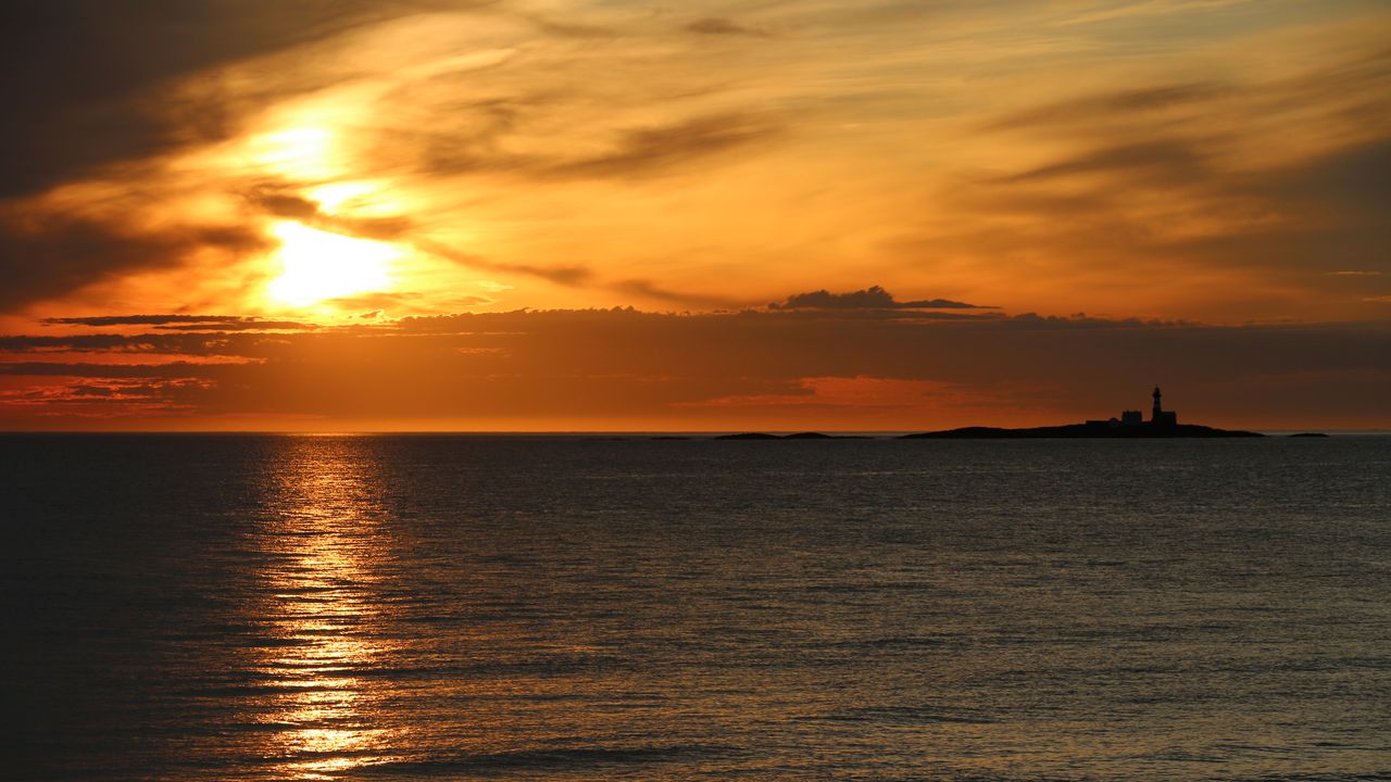 Wallpaper sea, horizon, sunset, dark, nature