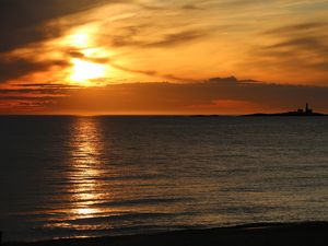 Preview wallpaper sea, horizon, sunset, dark, nature