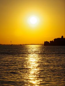 Preview wallpaper sea, horizon, sunset, evening