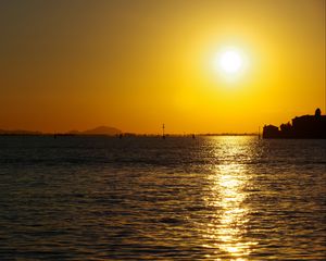 Preview wallpaper sea, horizon, sunset, evening