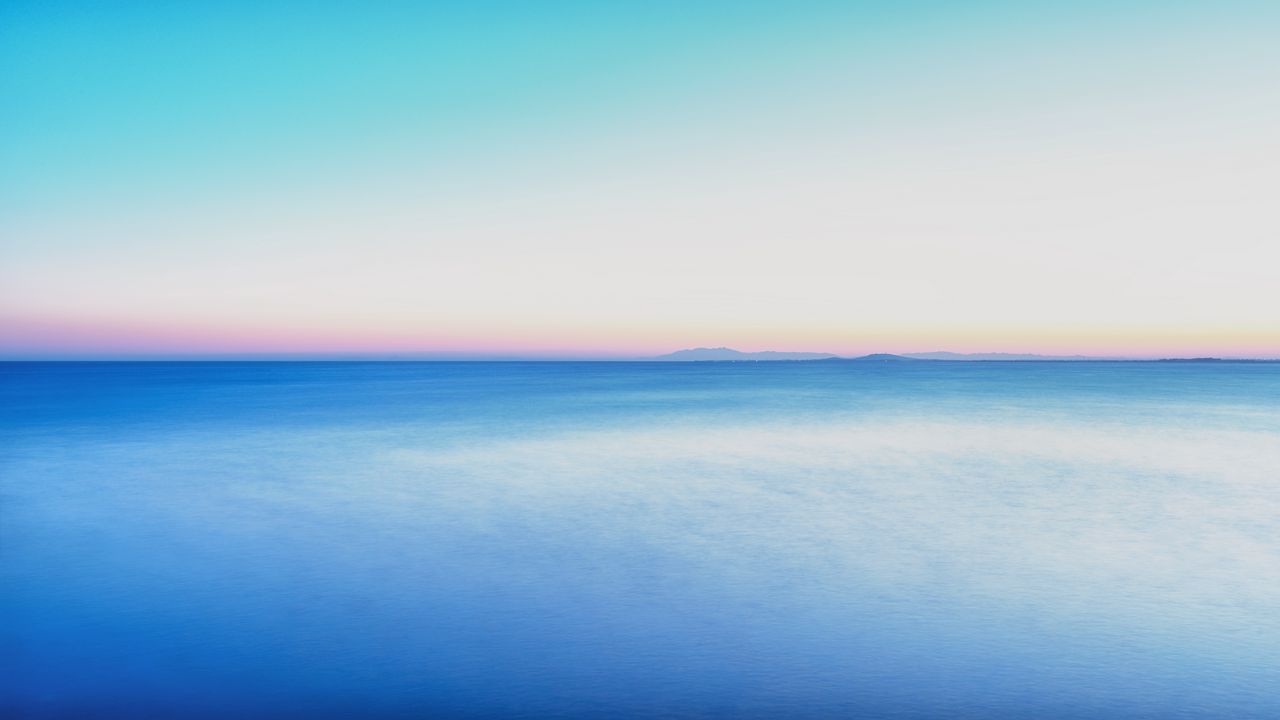 Wallpaper sea, horizon, view, minimalism, blue