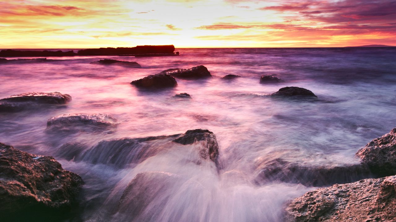 Wallpaper sea, horizon, water, stones