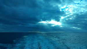 Preview wallpaper sea, horizon, waves, clouds, fog