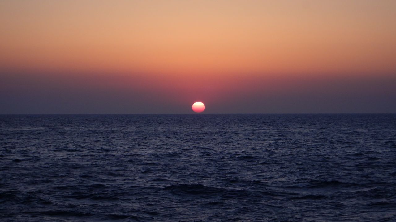 Wallpaper sea, horizon, waves, sun, nature