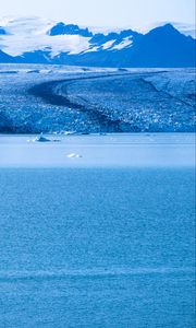 Preview wallpaper sea, ice, glacier, shore, mountains, landscape