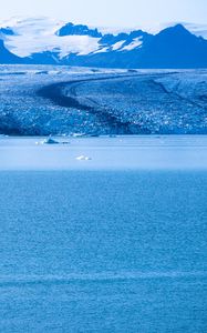 Preview wallpaper sea, ice, glacier, shore, mountains, landscape