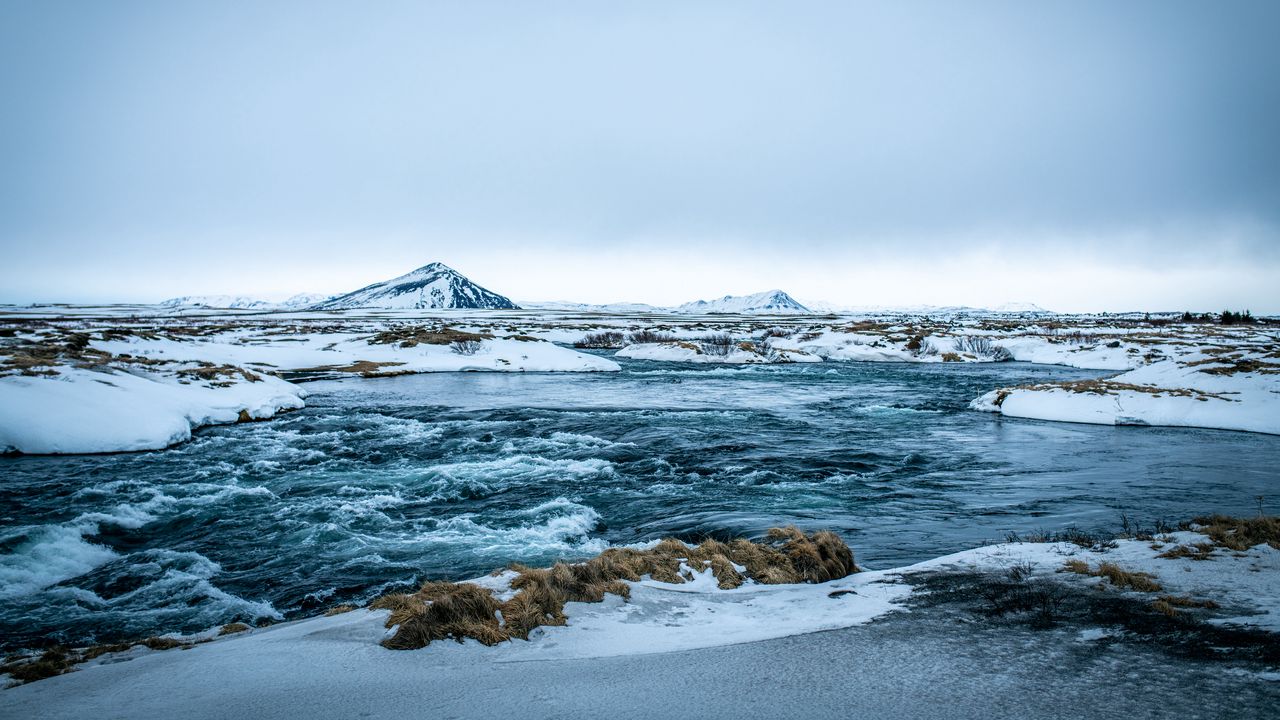 Wallpaper sea, ice, mountain, snow, iceland