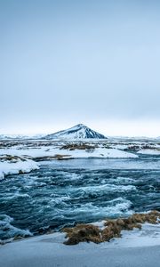 Preview wallpaper sea, ice, mountain, snow, iceland