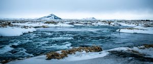 Preview wallpaper sea, ice, mountain, snow, iceland