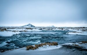 Preview wallpaper sea, ice, mountain, snow, iceland